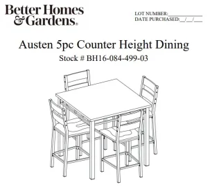 Whalenstyle Austen 5pc Counter Height Dining manual Image