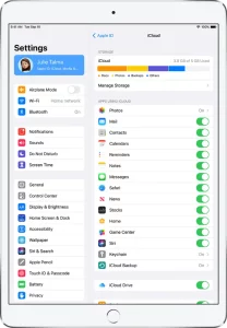 Manage Apple ID and iCloud settings on iPad manual Image