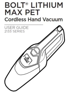 Bissell 2133 Series Bolt Lithium Max Pet Cordless Hand Vacuum Manual Image