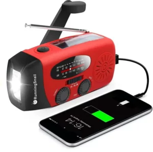 RunningSnail Emergency Hand Crank Radio with LED Flashlight for Emergency Manual Image